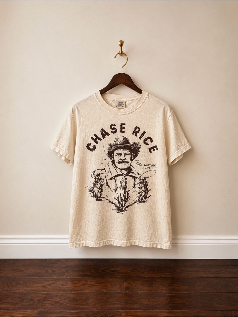 Comfort Colors Cream Short-Sleeve Tee with Brown Cowboy Graphic